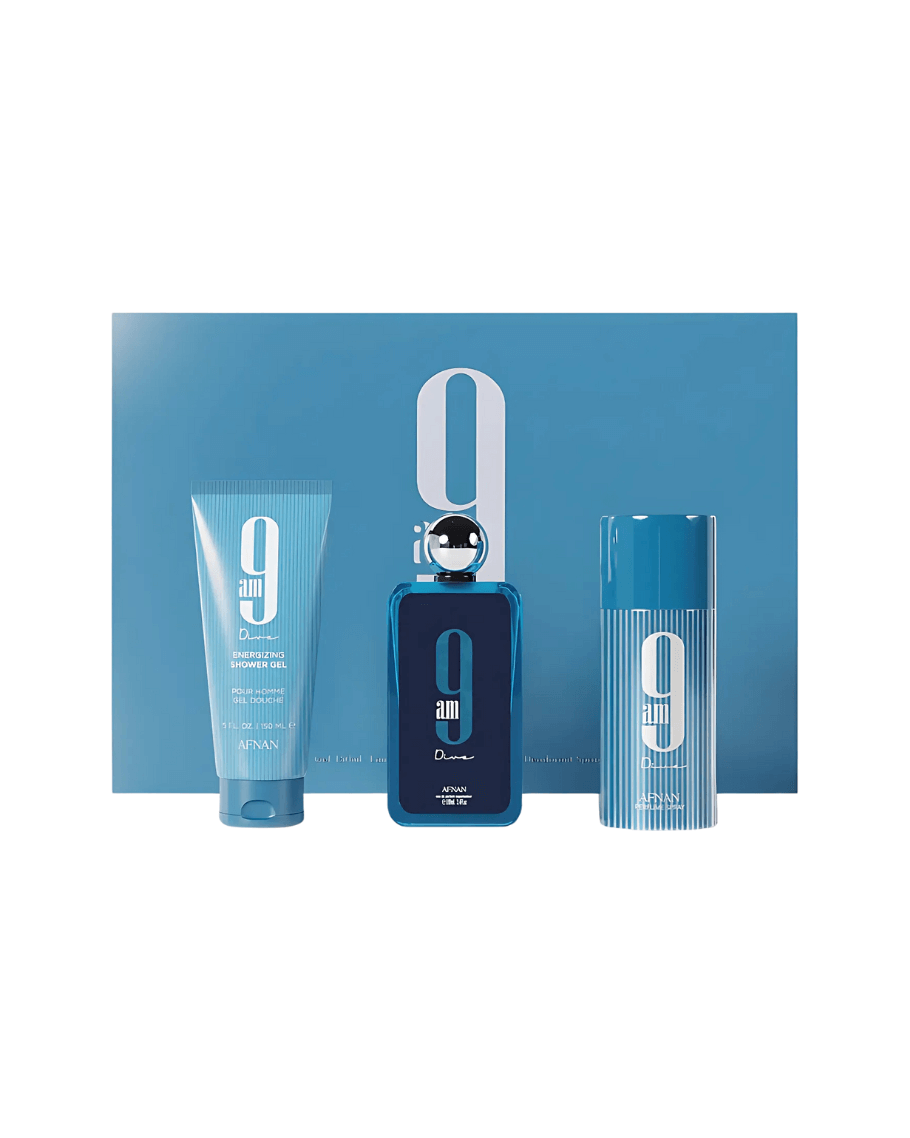 Set Afnan 9 AM Dive (edp 100 ml + Gel de baño 150 ml + Body spray 150 ml) Unisex