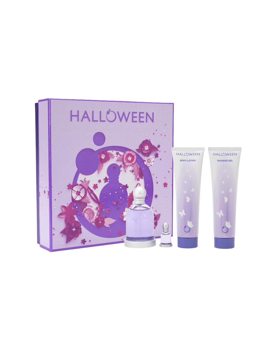 Set Halloween (perfume 100 ml + mini 4.5 ml + body lotion 150 ml + gel de baño 150 ml) mujer