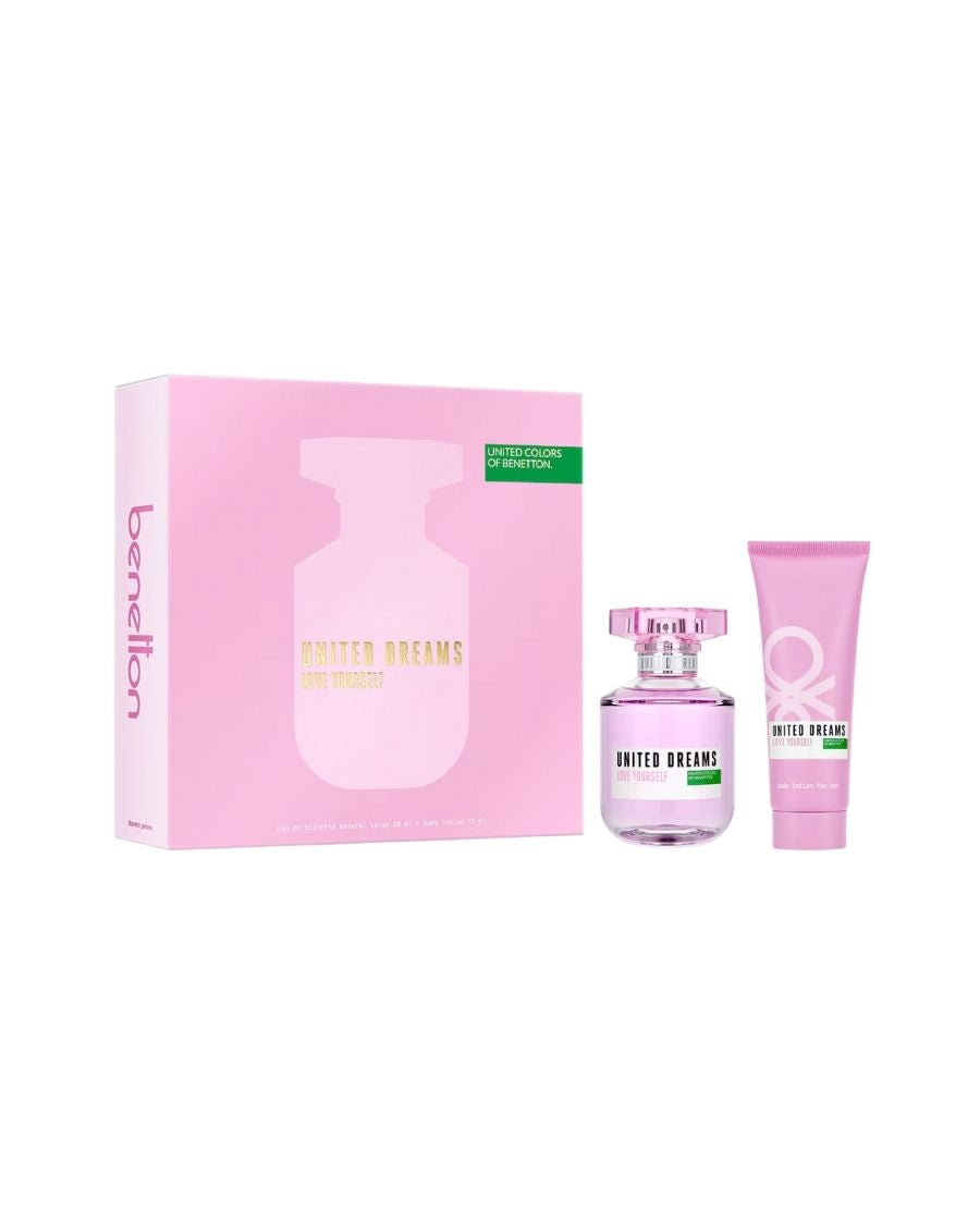 Set Benetton United Dreams Love Yourself (perfume 80 ml edt + body lotion 75 ml) mujer