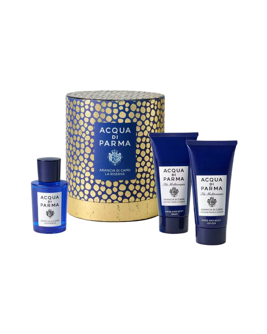 Set Acqua Di Parma Arancia Di Capri La Riserva (perfume 50 ml + body lotion 75 ml + body Wash 75 ml) Hombre